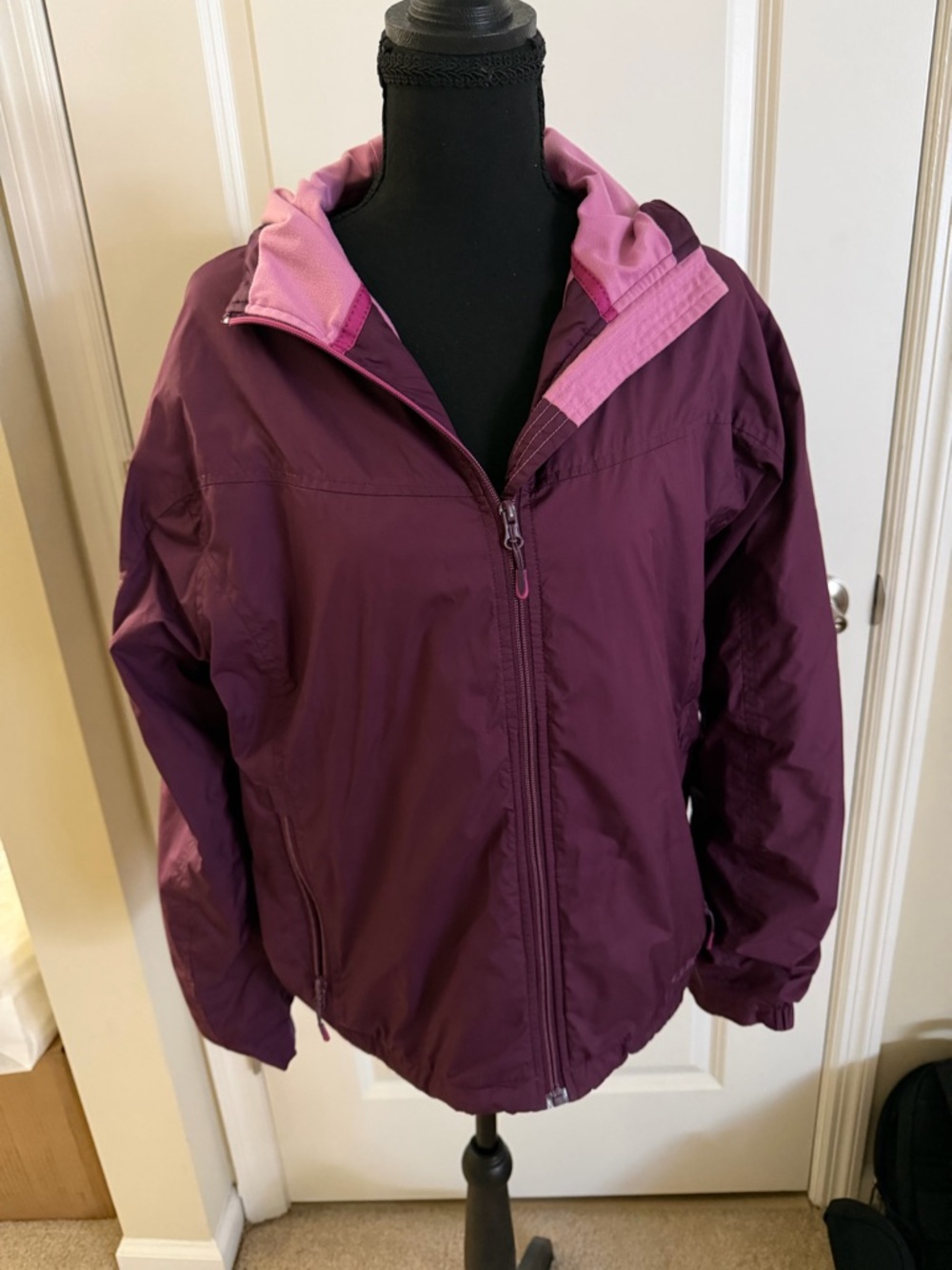 L.L.Bean Hooded Windbreaker Jacket Women’s Large Purple Packable Outdoor Coat